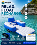Halcyon electric floating lounger drifting on calm open water